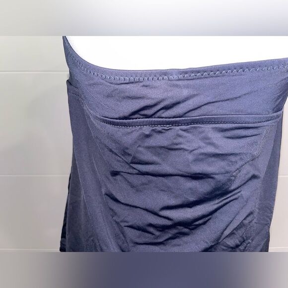 Charcoal gray tankini top. Halter top with olive green and white polka dots - Picture 8 of 8